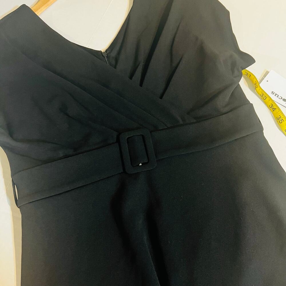 En Focus V Neck Dolman Sleeve Belted Dress Size S Small NWT Black - Picture 3 of 7